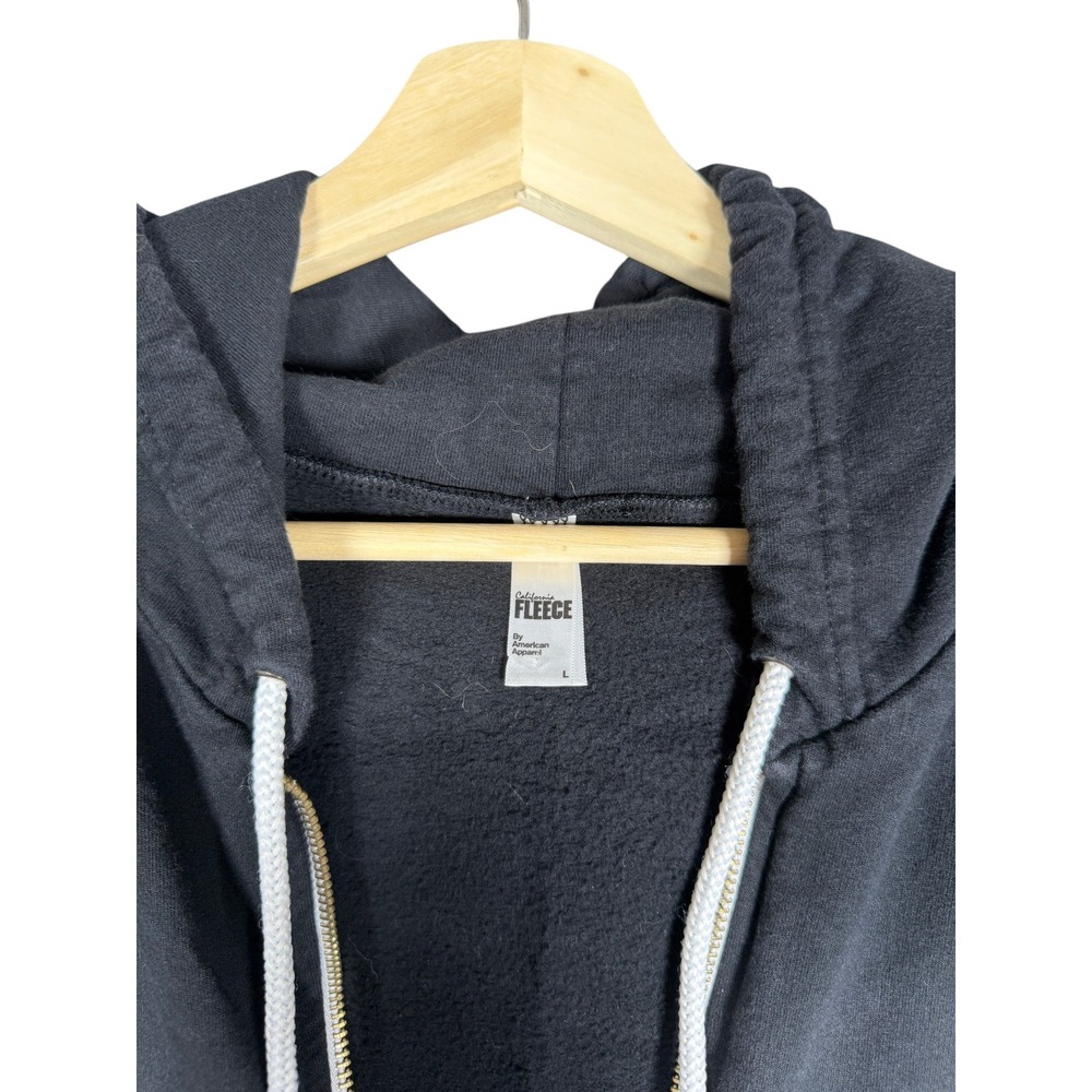 American Apparel Mens California Fleece Sleeveless Zip Up Hoodie Black Large - Picture 2 of 4